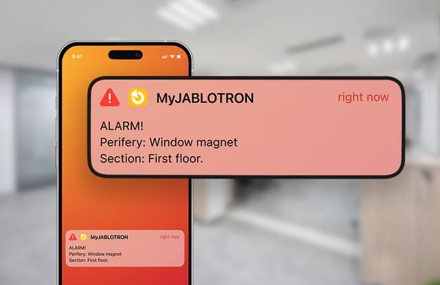 MyJABLOTRON Alarmmeldung auf dem Smartphone